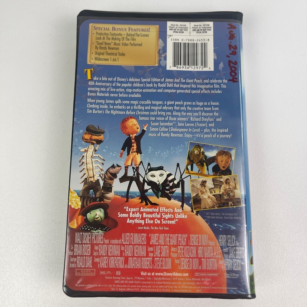 James and the Giant Peach (VHS, 2000, Special Edition) - Picture 5 of 9